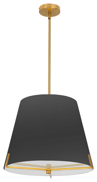 Preston Contemporary 4 Light Black Aged Brass Fabric Pendant