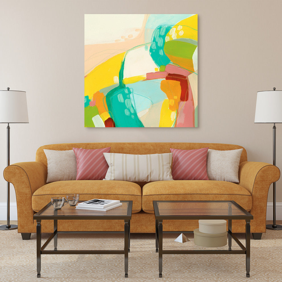"Chroma 3" Colorful Abstract Wall Art Frameless Free Floating Tempered Glass