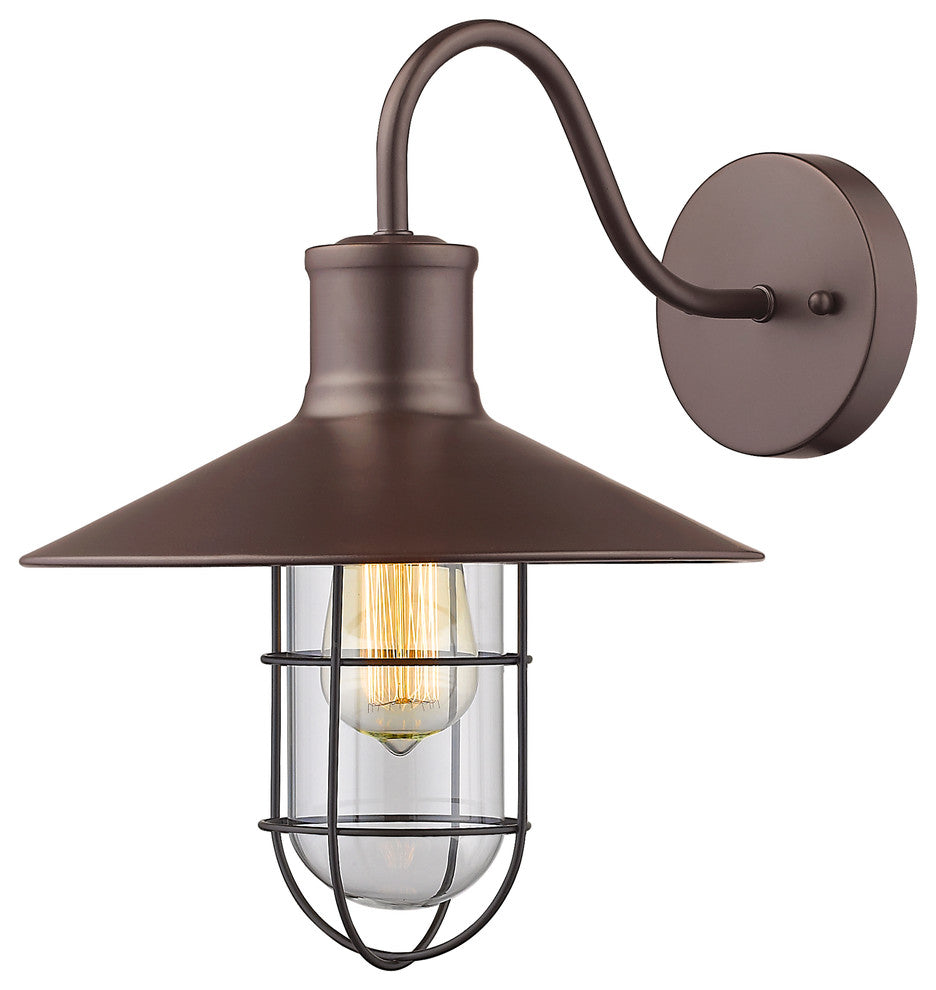 Ironclad  1-Light Rubbed Bronze Wall Sconce 11" Wide
