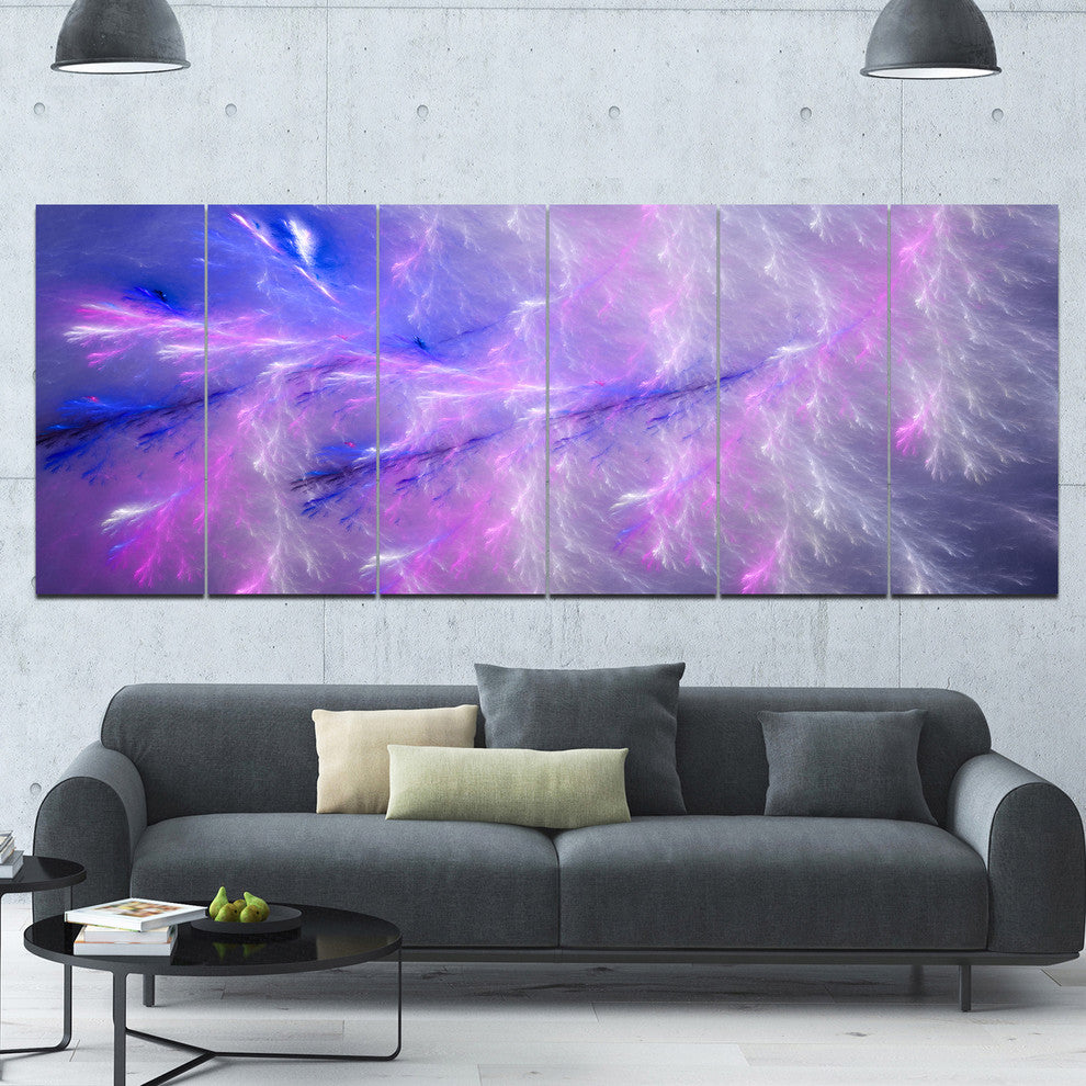 Mystic Blue Thunder Sky, Abstract Canvas Art Print, 70"x28", 6 Panels
