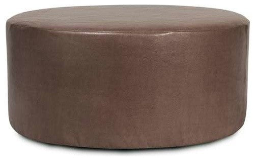 36" Universal Round Ottoman With Slipcover, Avanti Pecan