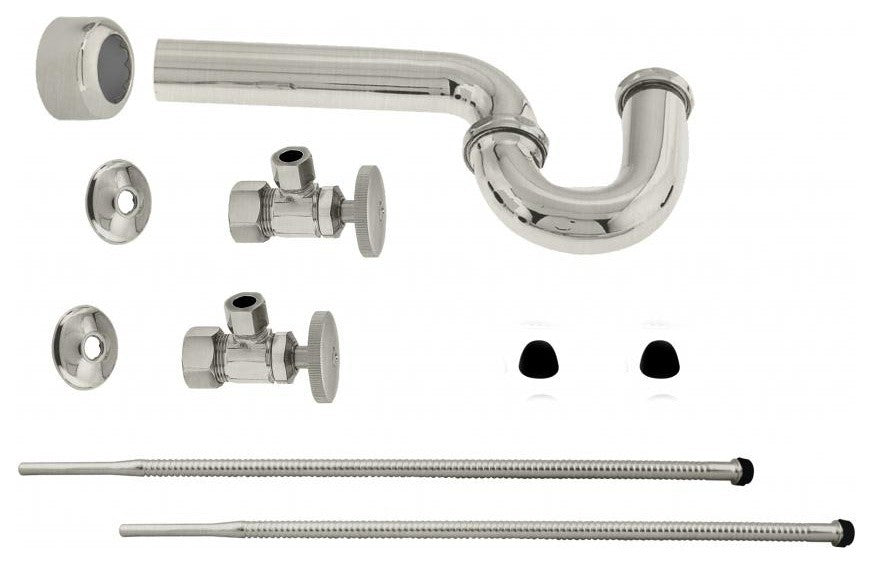 Standard Pedestal Lavatory Kit With Round Handles, Satin Nickel
