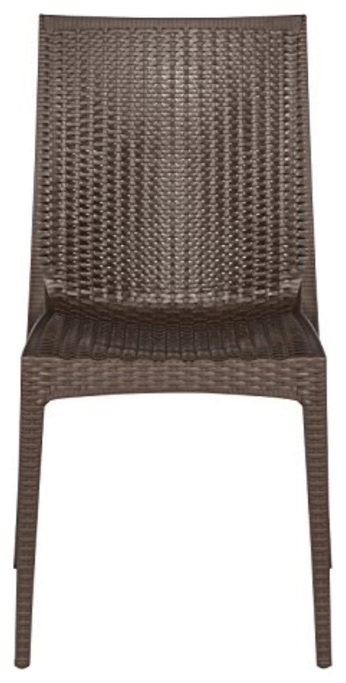 LeisureMod Weave Mace Indoor/Outdoor Dining Chair, Armless, Set of 4
