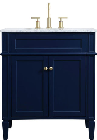 Elegant 30" Blue Vanity With Marble Top