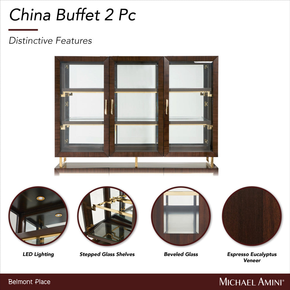 Belmont Place China Cabinet With LED Lighting Espresso