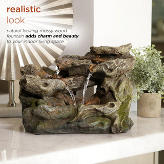 Alpine 3 Tier Rainforest Tabletop Fountain With LED Lights, 10"