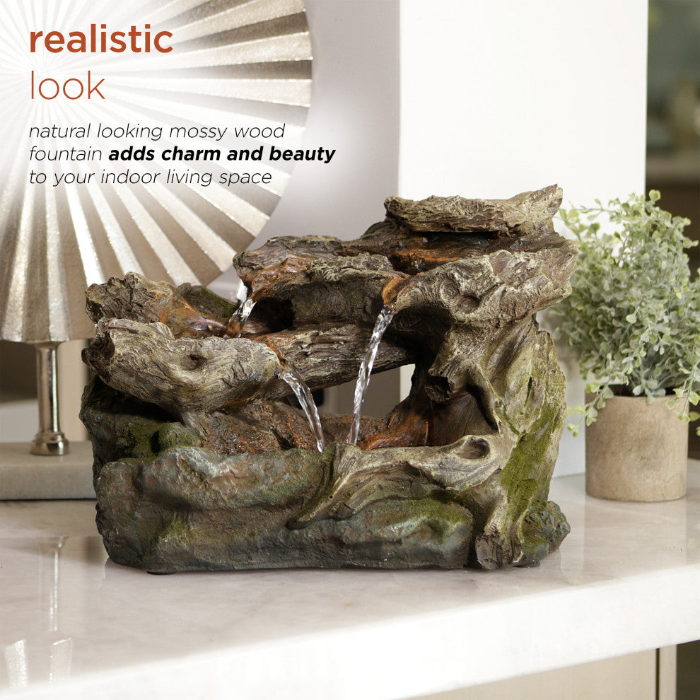Alpine 3 Tier Rainforest Tabletop Fountain With LED Lights, 10"