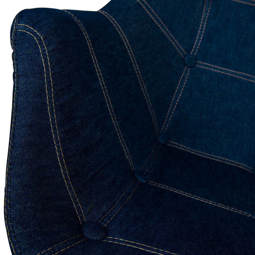 4-Piece Denim Lounge Armchair with Beech Wood Legs Accent Side Armchair