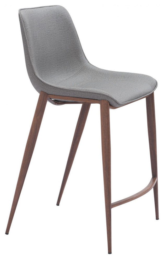 Magnus Counter Stool, Set of 2, Slate Gray/Walnut