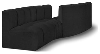 Arc Boucle Fabric Upholstered 4-Pc. Facing Modular Sectional, Black