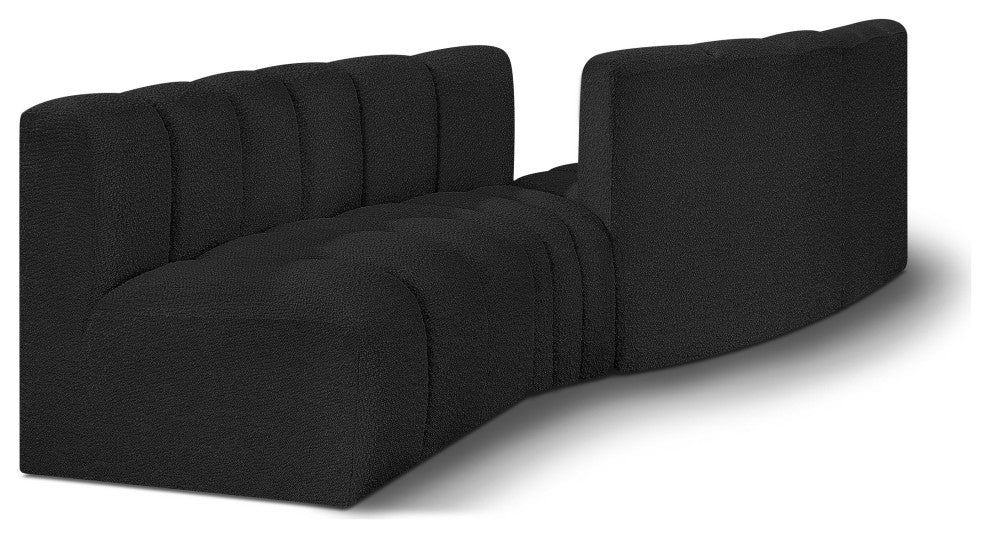 Arc Boucle Fabric Upholstered 4-Pc. Facing Modular Sectional, Black