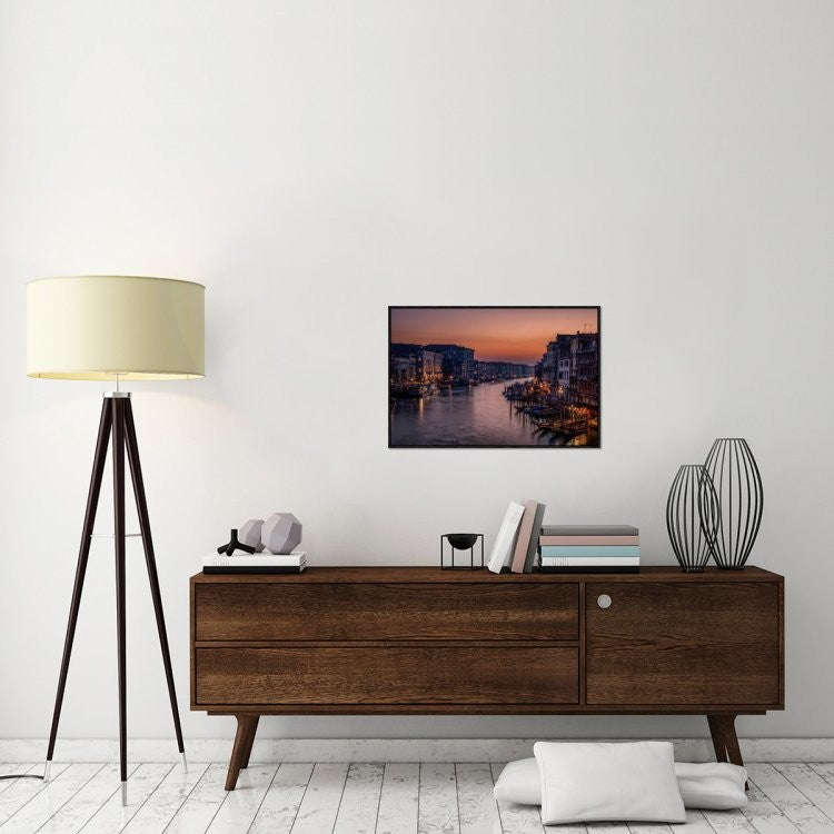 "Venice Grand Canal At Sunset" Framed Canvas Giclee by Karen Deakin, 31x21"