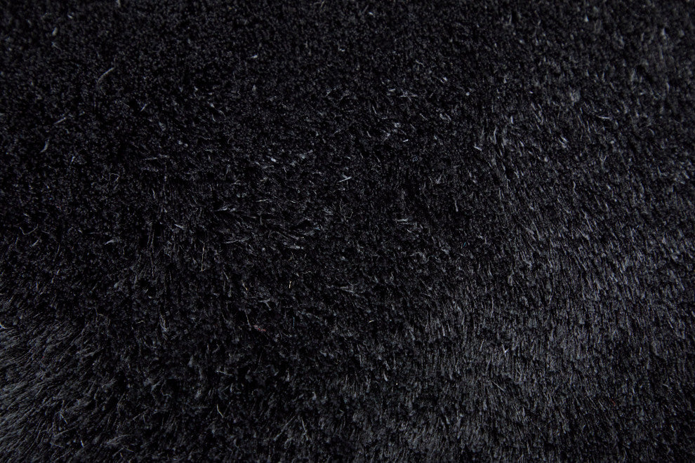 Melba Made Rug Weave & Wander Melba Plush Shag Rug, Black, 8'x8' Round