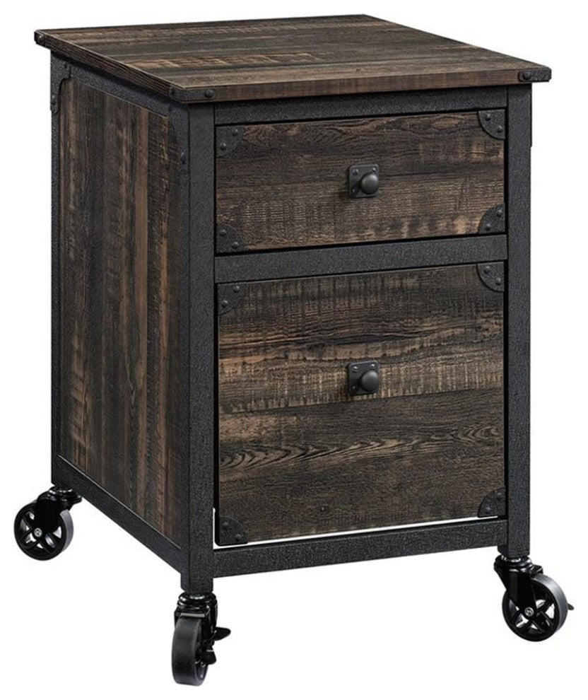 Pemberly Row 2Drawers Vertical Black Wood Filing Cabinet Easy Assembly