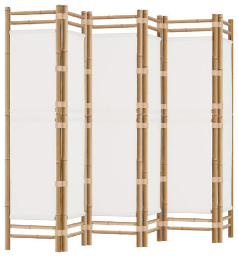 vidaXL Room Divider Foldable 6 Panel Room Divider Screen Bamboo and Canvas