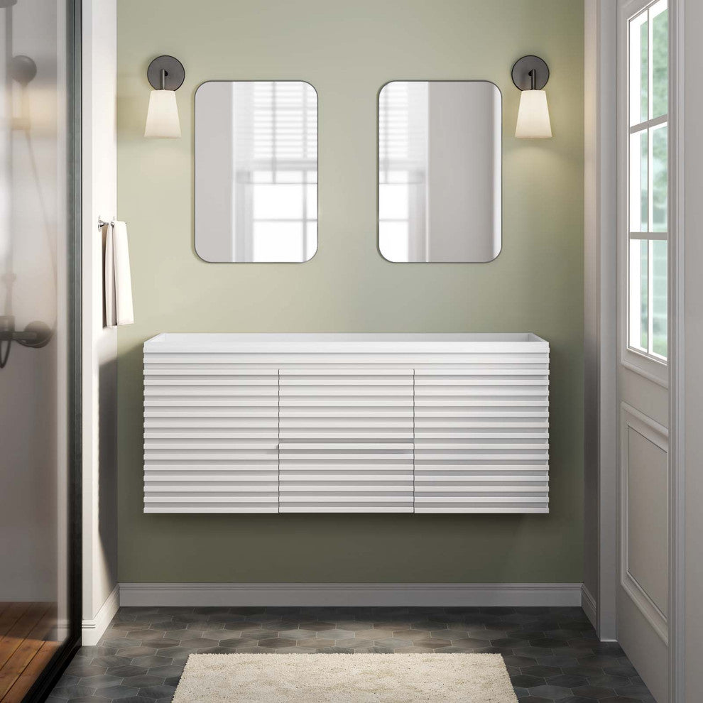 Render 48" Wall-Mount Bathroom Vanity Cabinet, White