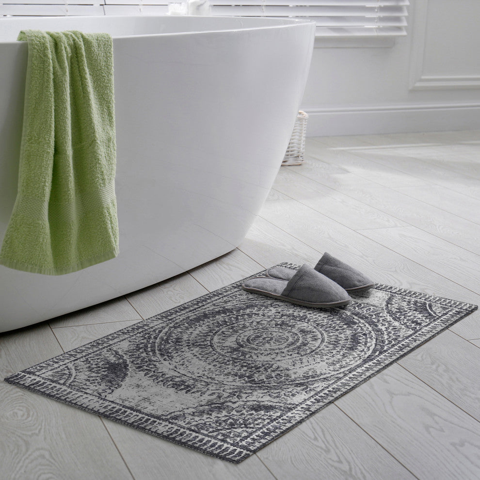 Indoor/Outdoor Sedona SN7 Pewter Machine Washable 1'8" x 2'6" Rug