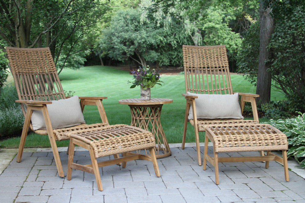 Bohemian Teak and Wicker Accent Table