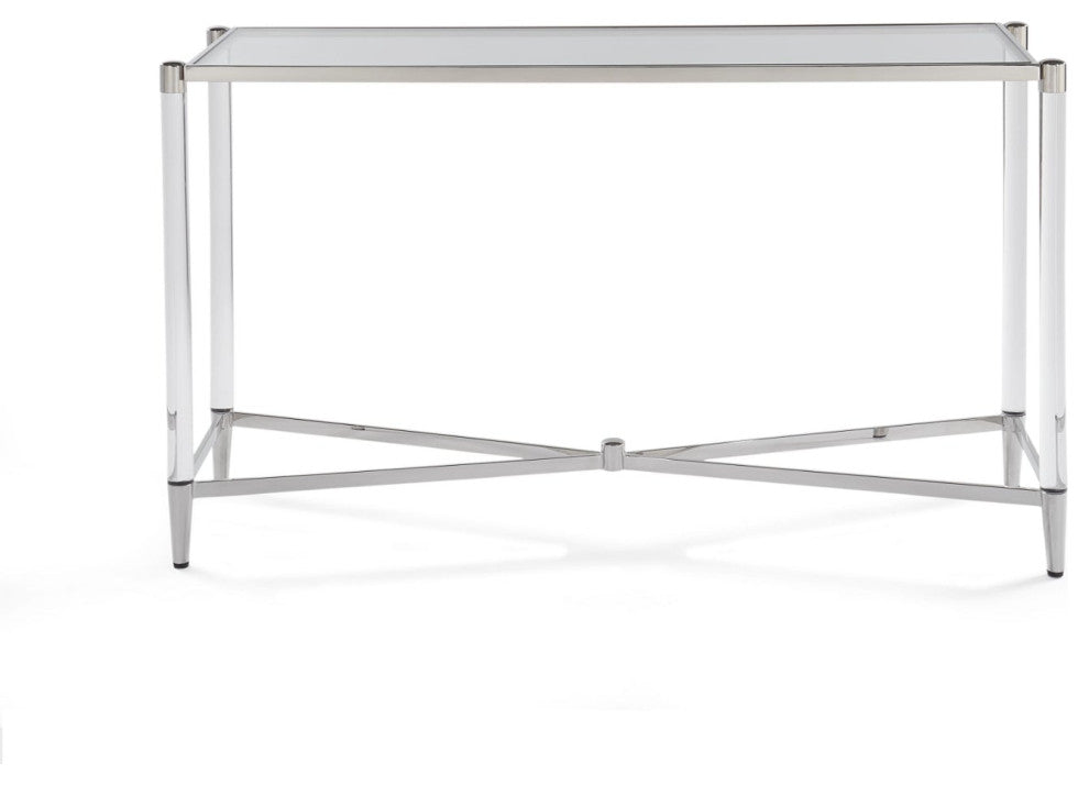 Modus Marilyn Glass and Steel Rectangular Console Table in White