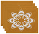 18"x14" Ikat Mandala, Geometric Print Placemat, Gold, Set of 4