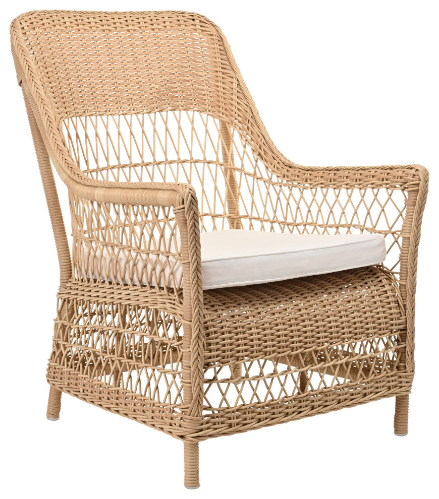 Dawn Chair With Cushion, Natural Finish, Canvas White Upholstery