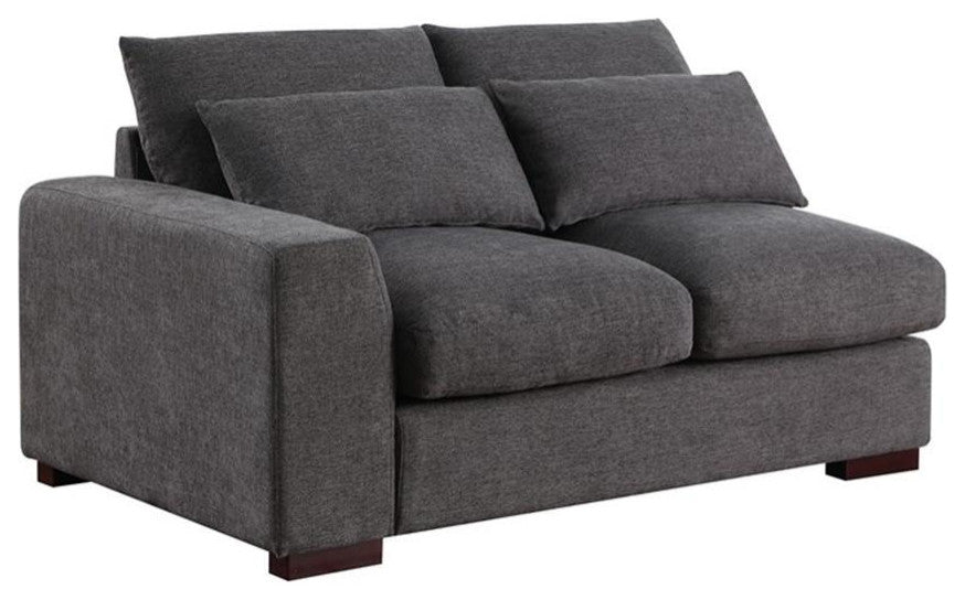 Reversible Modular Sectional Fabric Sofa With Two Ottoman-Dark Gray