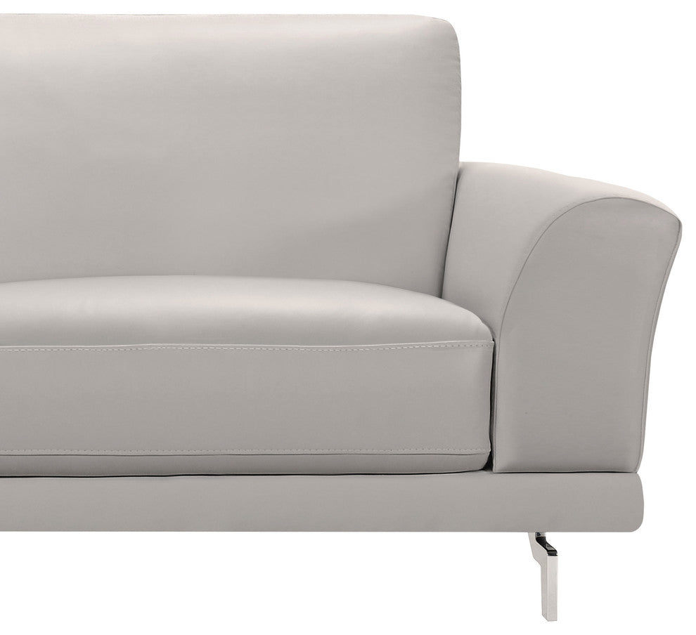 Everly Contemporary Genuine Leather Sofa, Dove Gray