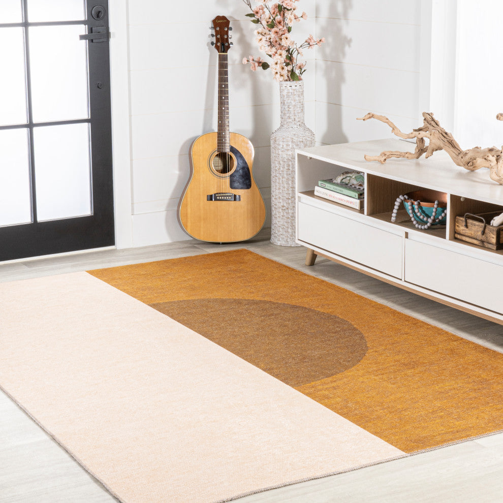 Demie Minimalist Graphic Circle Machine-Washable Area Rug, 3x5
