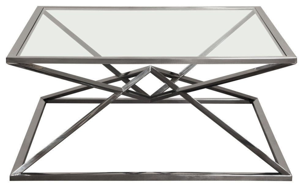 Aria Square Cocktail Table wiith Metal Base, Black