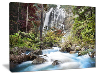 "Blue Klonglan Waterfall" Photography Canvas Print, 40"x30"