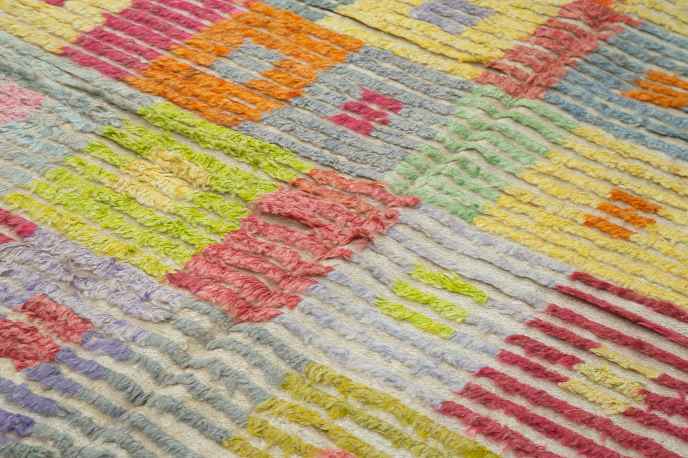 Rug N Carpet - Handmade Turkish 6' 4'' x 9' 11'' Modern Design Wool Kilim Rug