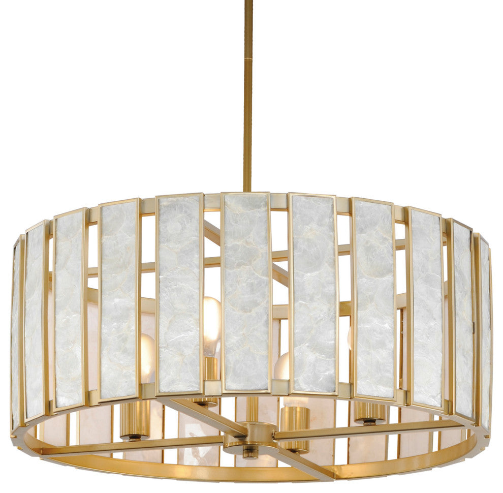 Maxim 12804 Miramar 4 Light 24"W Pendant - Capiz / Natural Aged Brass
