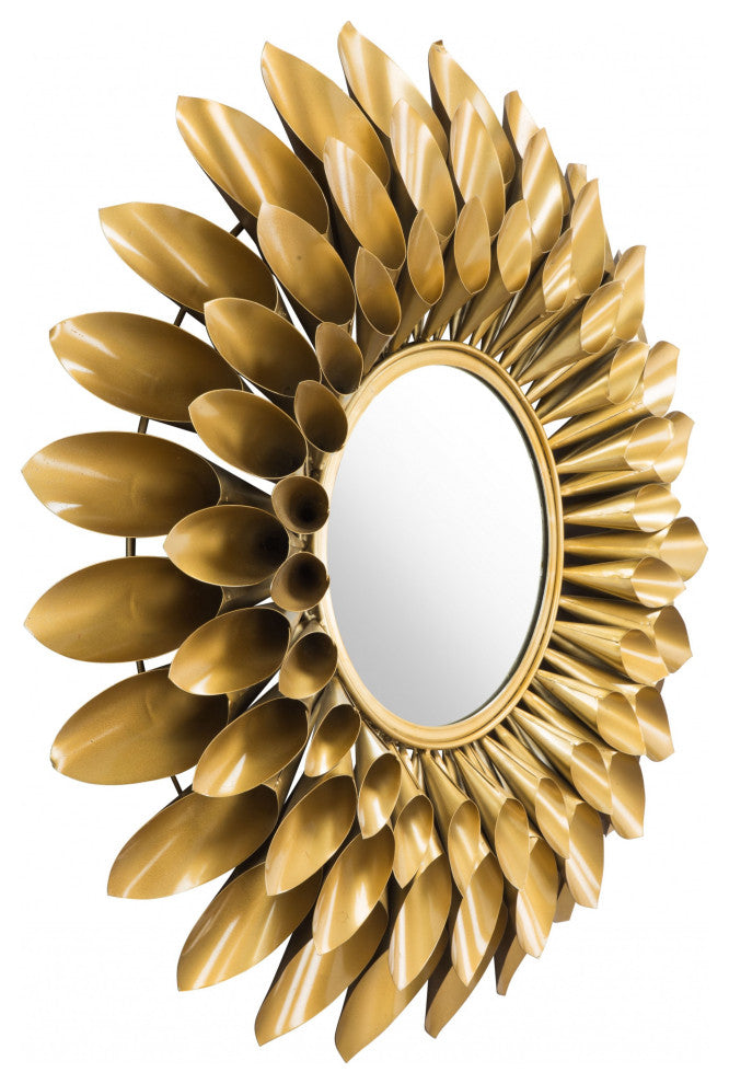 Gold Sunflower Round Mirror