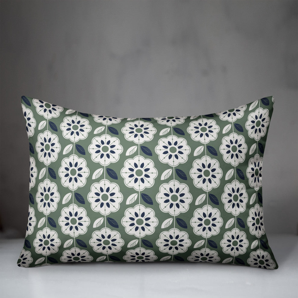 Green Navy Mod Pattern 14x20 Indoor/Outdoor Pillow