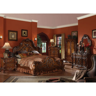 Jazlyn Ornamental Baroque Standard Bed, Cherry Oak, King