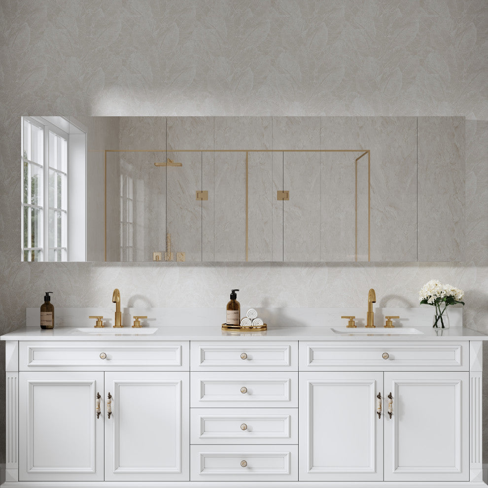 Recessed/Surface Mount Bathroom Medicine Cabinet, Reverse Installation, 92"x30"