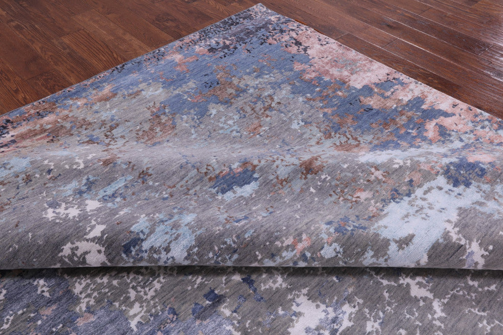Abstract Handmade Wool and Silk Area Rug 9' 0" X 12' 1" Q6339