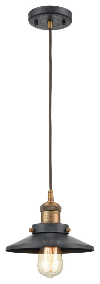 Elk Home English Pub 8" 1-Light Metal Mini Pendant in Tarnished Graphite Black
