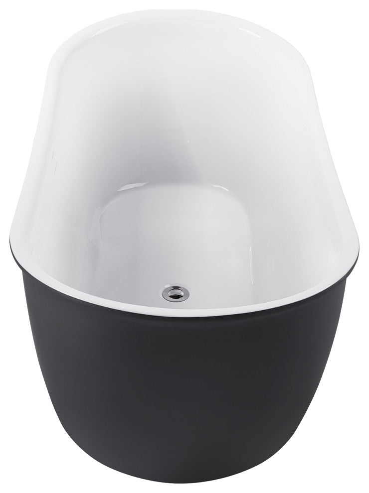 59" glossy Acrylic Flatbottom Oval Freestanding Non-Whirlpool Soaking Bath