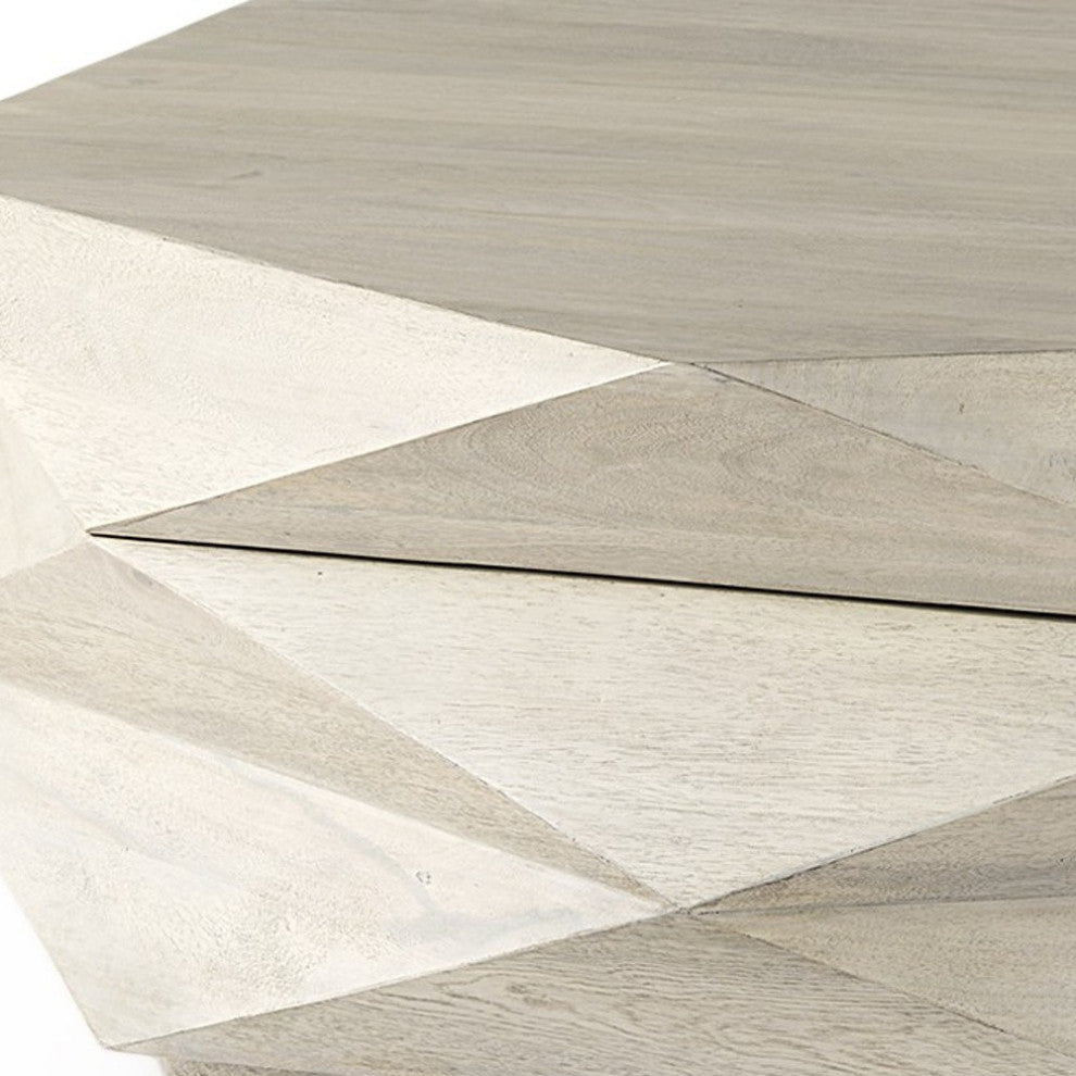 48" Natural Solid Wood Hexagonal Lift Top Coffee Table