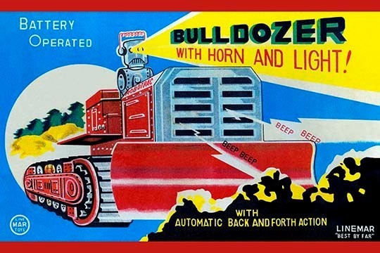 Battery Operated Bulldozer with Horn and Light- Gallery Wrapped Canvas Art
