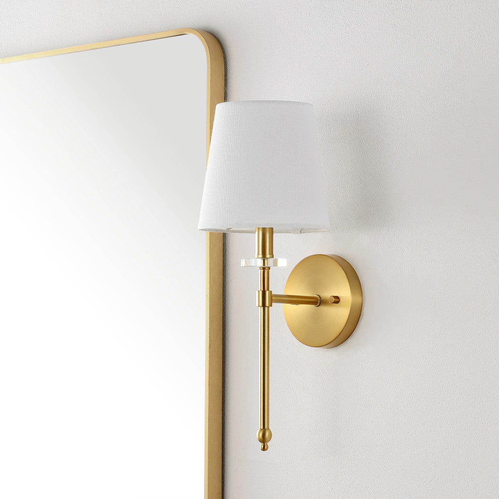 Olivia Modern Midcentury Iron LED Vanity, Brass Gold, 1-Light