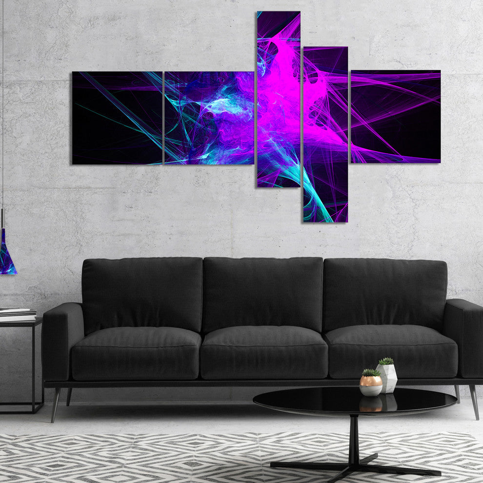 Purple Glowing Ball of Smoke, Abstract Canvas art print, 60"x32", 5 panels