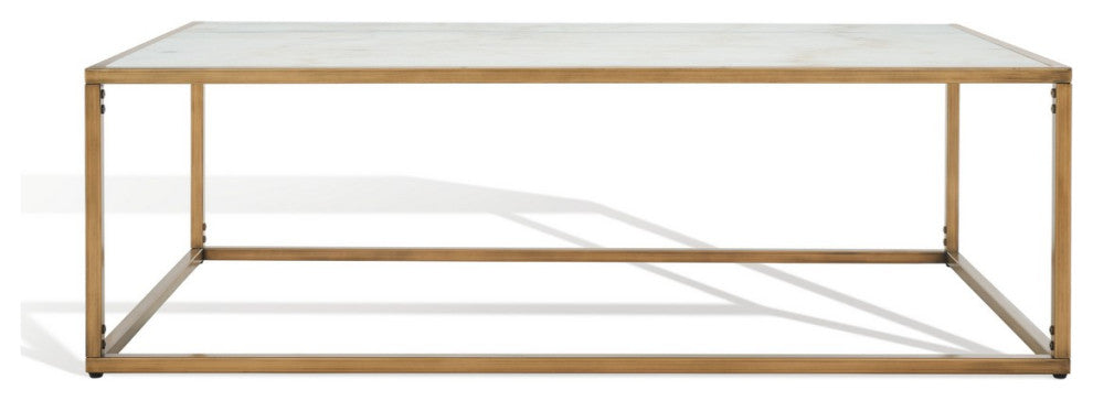Safavieh Couture Brynna Rectangle Marble Coffee Table White/Bronze