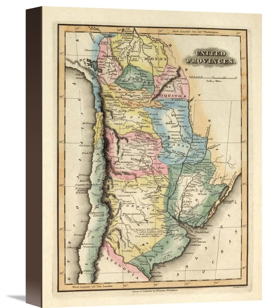 "United Provinces, 1823" Stretched Canvas Giclee by Fielding Lucas, 12"x16"
