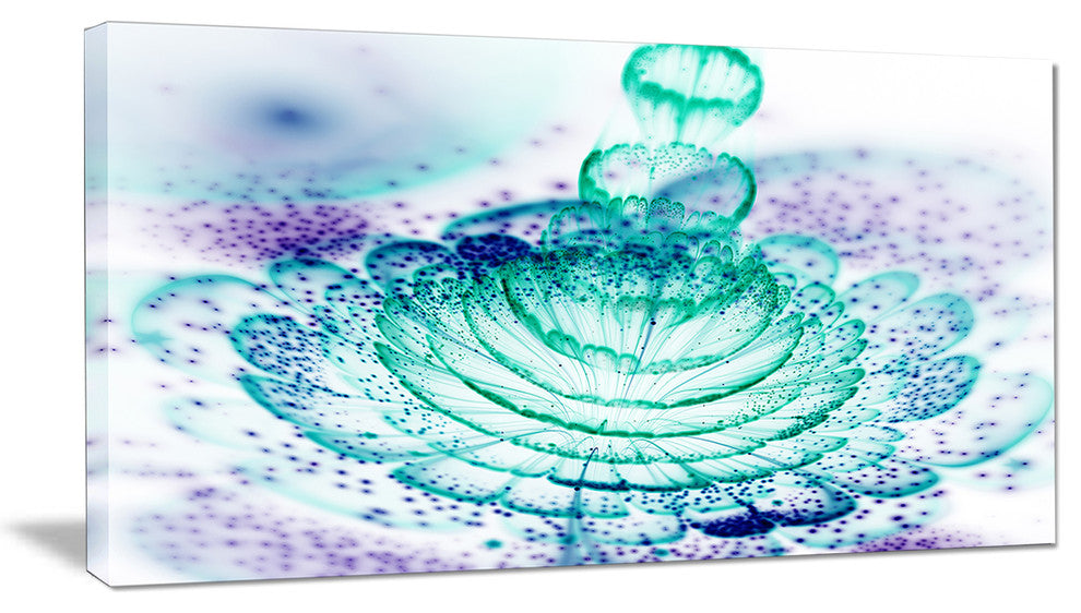 "Glossy Light Blue Fractal Flower" Floral Wall Art Canvas, 40"x20"