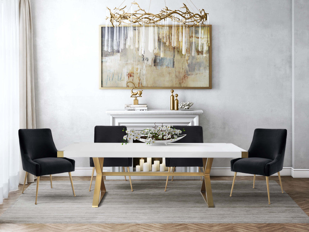 Beatrix Black Velvet Side Chair - Black