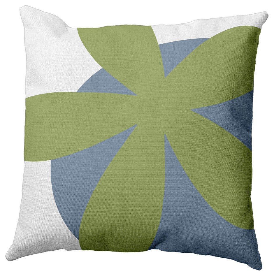 Bold Flower Polyester Indoor Pillow, Apple Green, 16"x16"