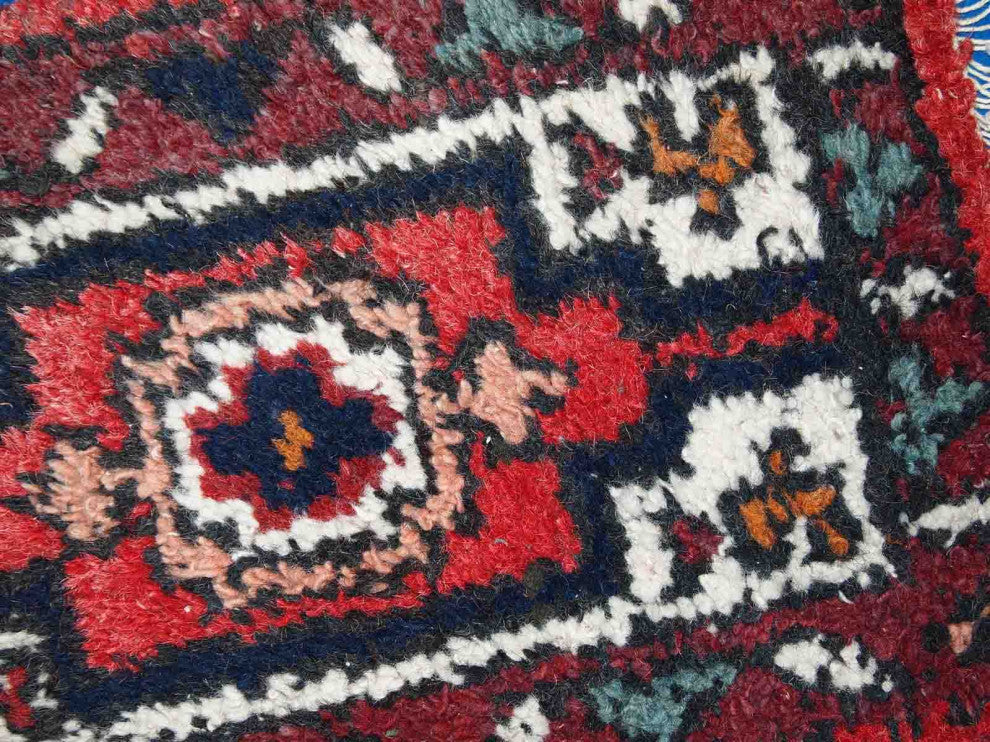 Handmade vintage Persian Hamadan rug 1.3' x 1.9' (41cm x 59cm) 1970s