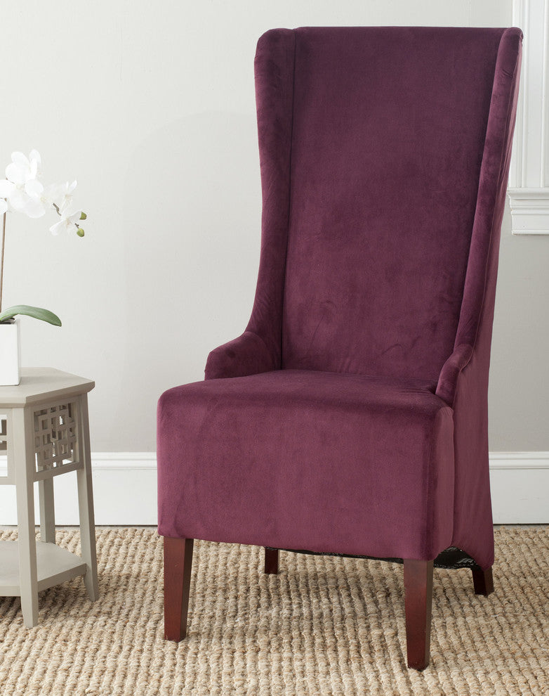 Safavieh Becall 20" Velvet Dining Chair, Bordeaux, Cherry Mahogany